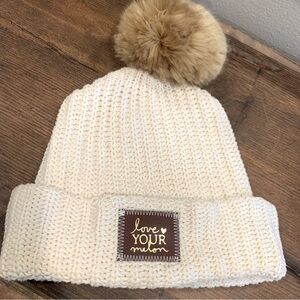 Love Your Melon Cream Pom Beanie